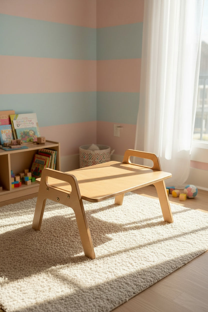 Wooden Kids Floor Table - Montessori Toddler Activity Table