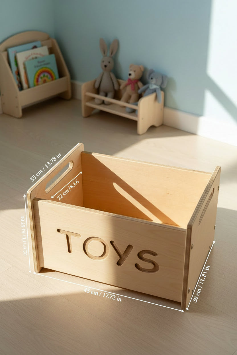 Wooden Toy Box - Montessori Nursery Storage