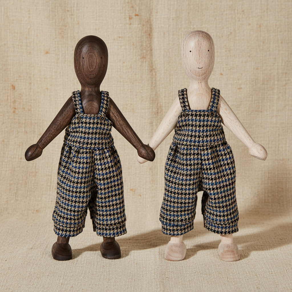 Wooden Walnut Doll with Pants